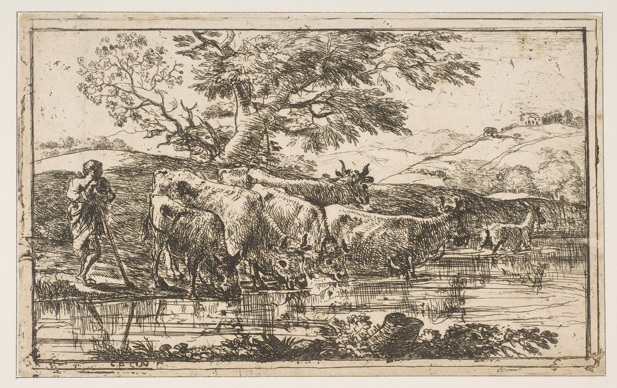 Flocken vid vattningsplatsen, 1635. av Claude Lorrain
