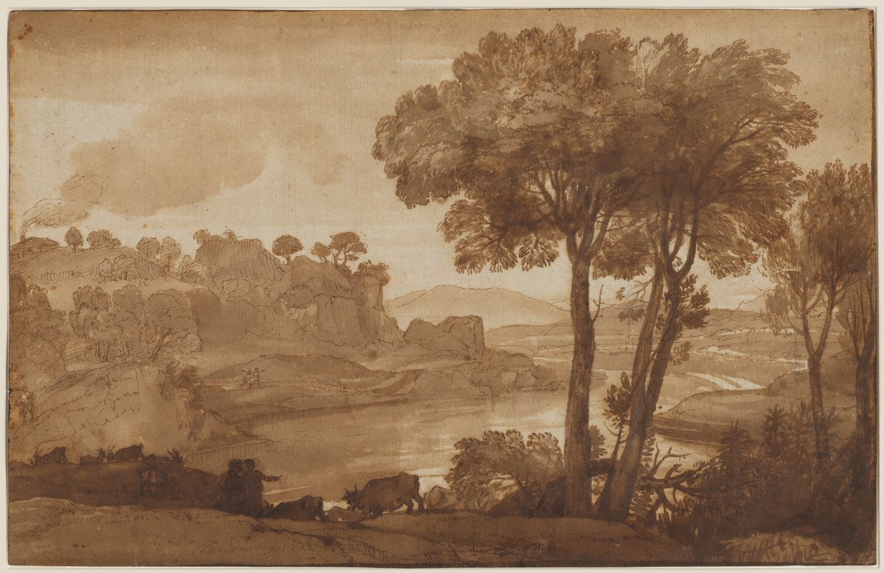 Utsikt över Sorrelvattnet (recto) av Claude Lorrain