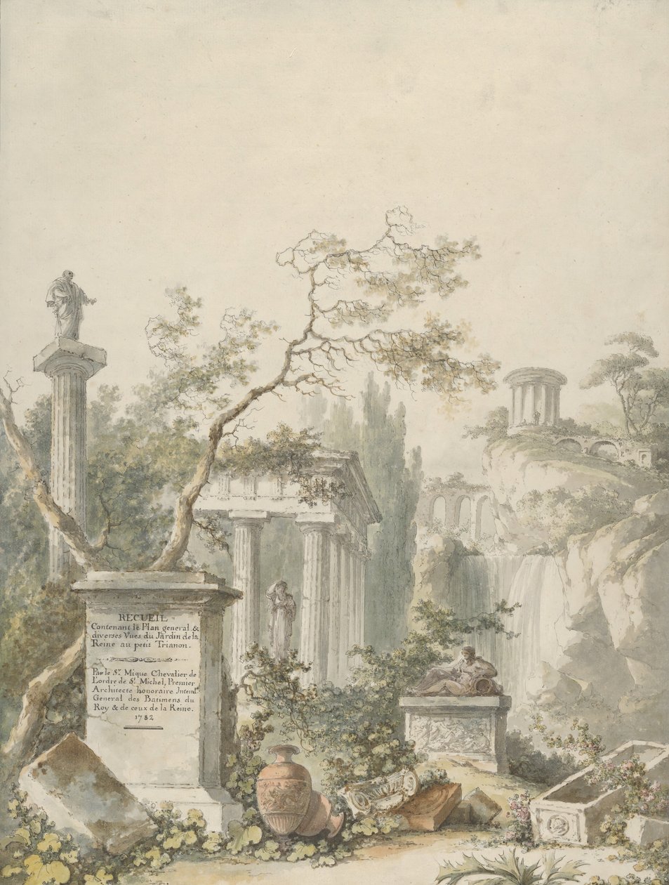 Design för en frontispice, 1782. av Claude Louis Chatelet