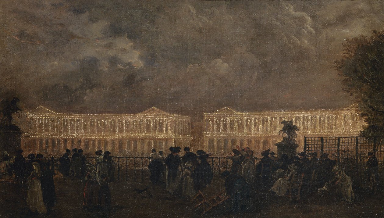 Illumination av Place Louis-XV i samband med Dauphins födelse, oktober 1781, cirka 1781 (olja på duk) av Claude Louis Chatelet
