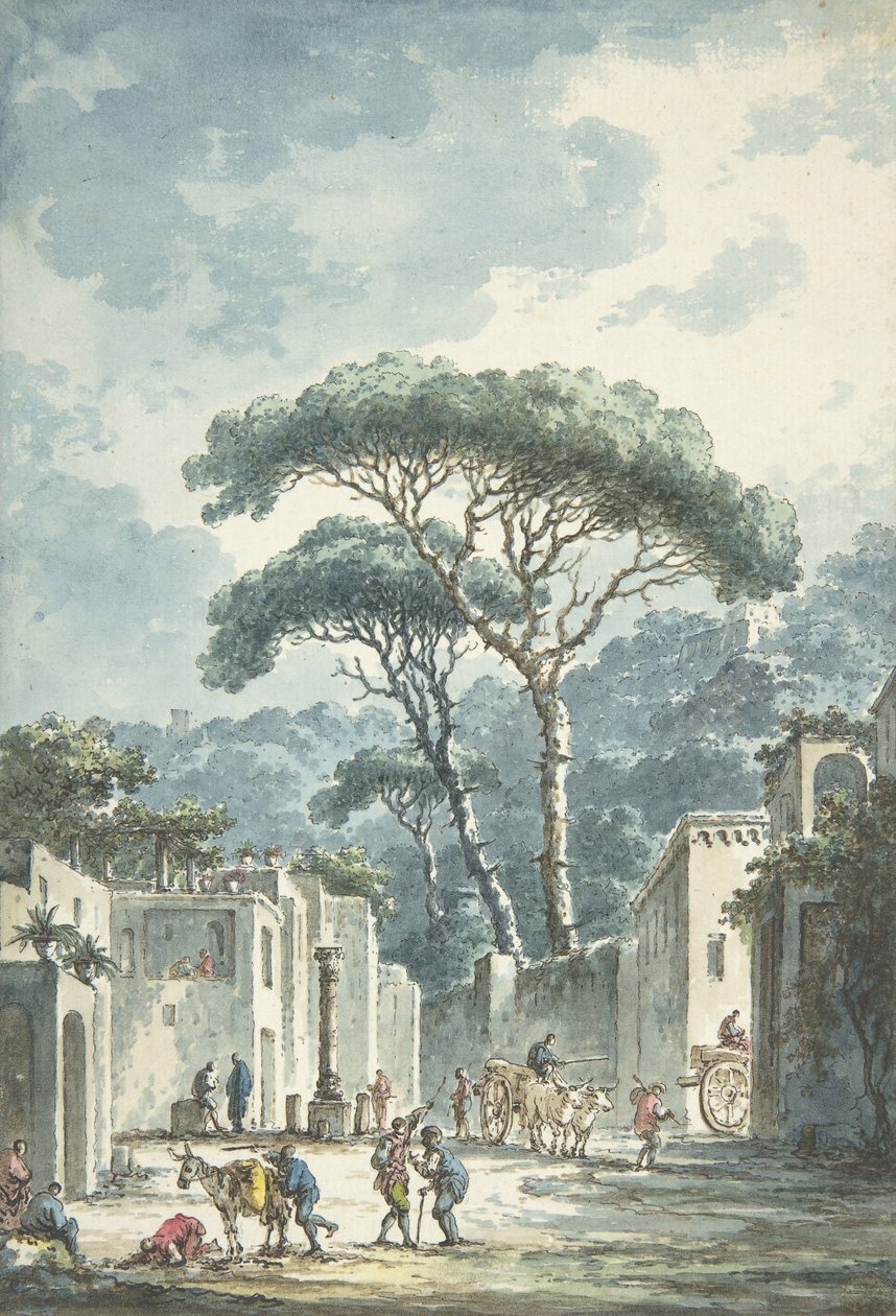 Vägen som leder till grottan av Posillipo, 1700-talet. av Claude Louis Chatelet