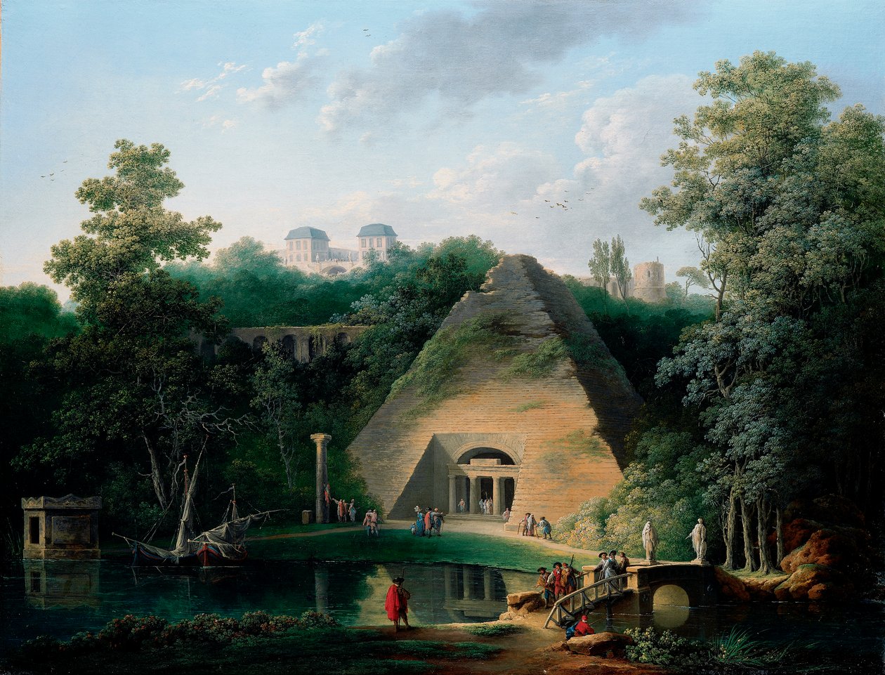 Pyramiden vid Chateau de Maupertuis, c.1785 av Claude Louis Chatelet