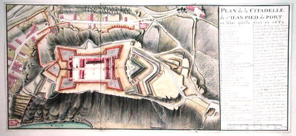 Citadellet av Saint-Jean de Port 1689, från Traite de Fortifications (penna & bläck och wc på papper) av Claude Masse