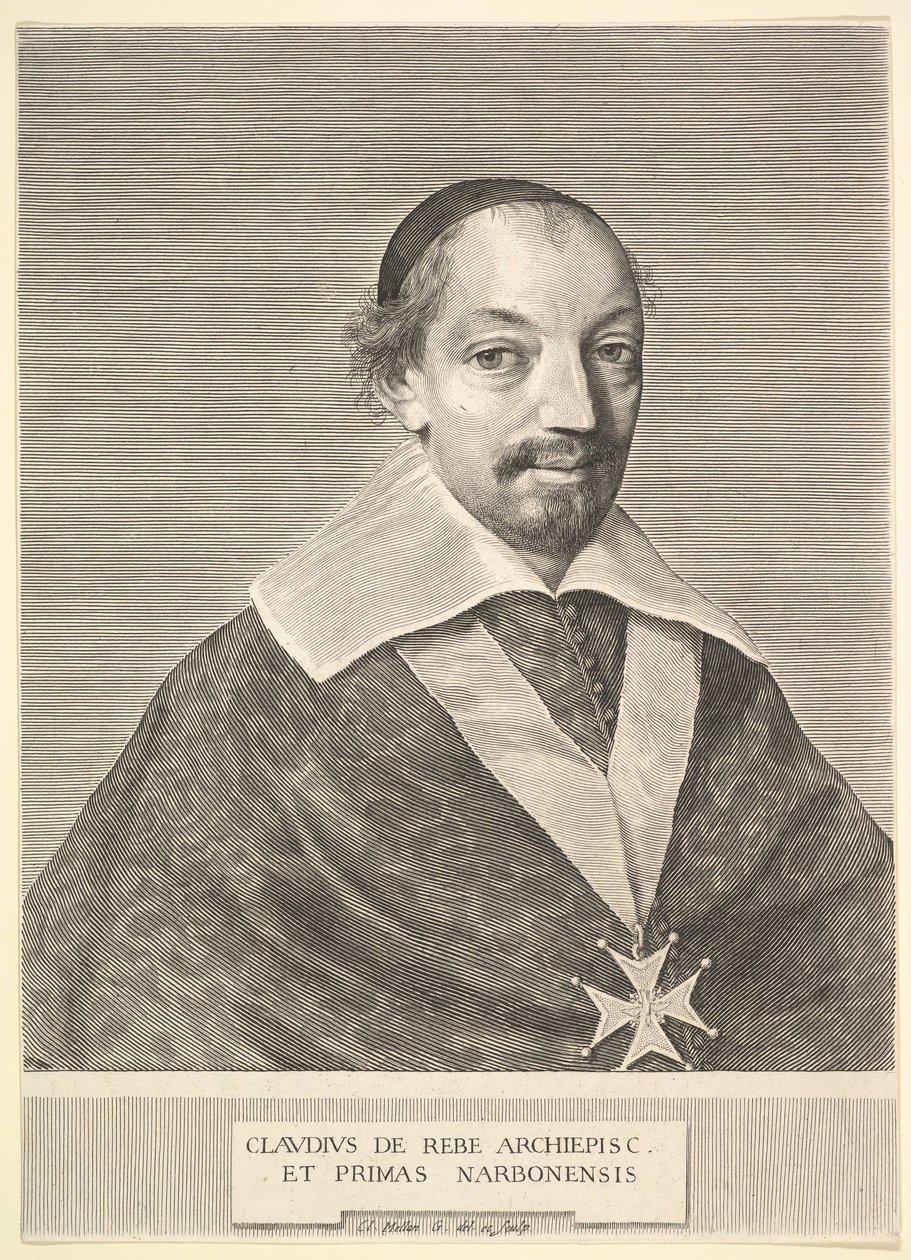 Claude de Rebé, ärkebiskop av Narbonne. av Claude Mellan