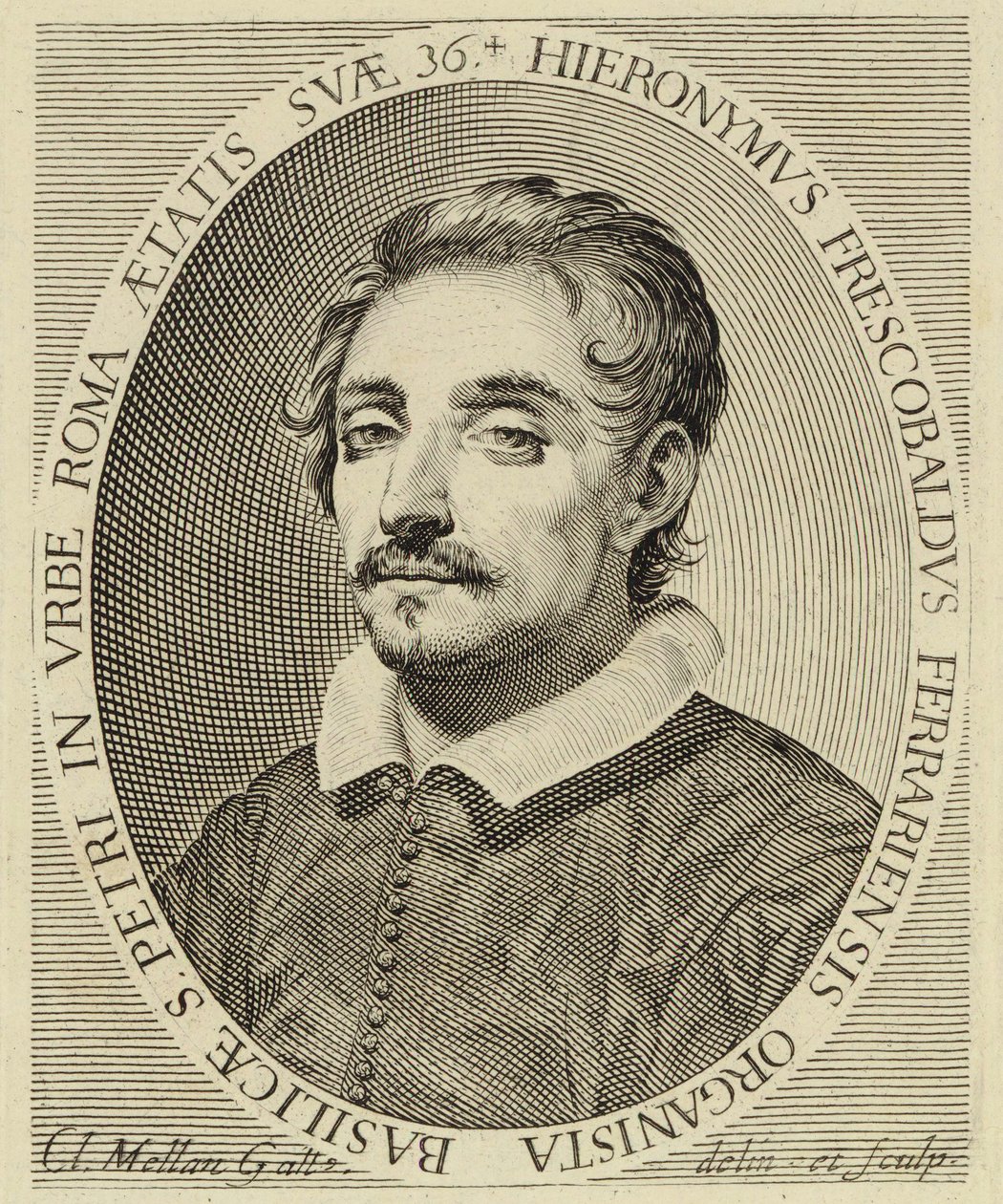 Girolamo Frescobaldi (1583-1643), gravyr av Claude Mellan (1619). av Claude Mellan