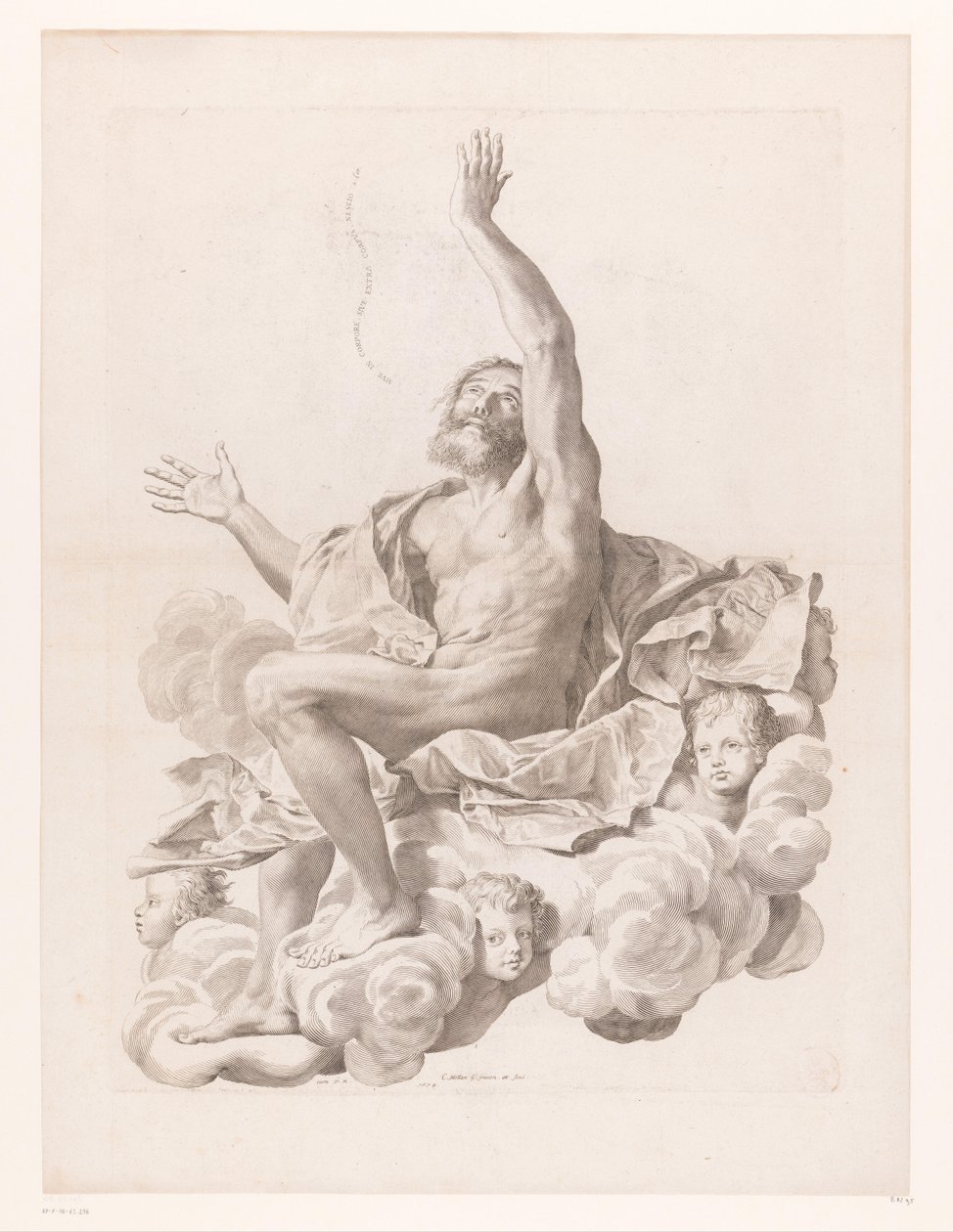 St Paul på moln omgiven av keruber av Claude Mellan