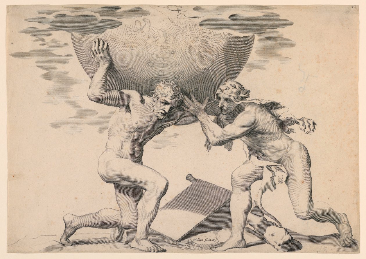 Hercules och Atlas av Claude Mellan