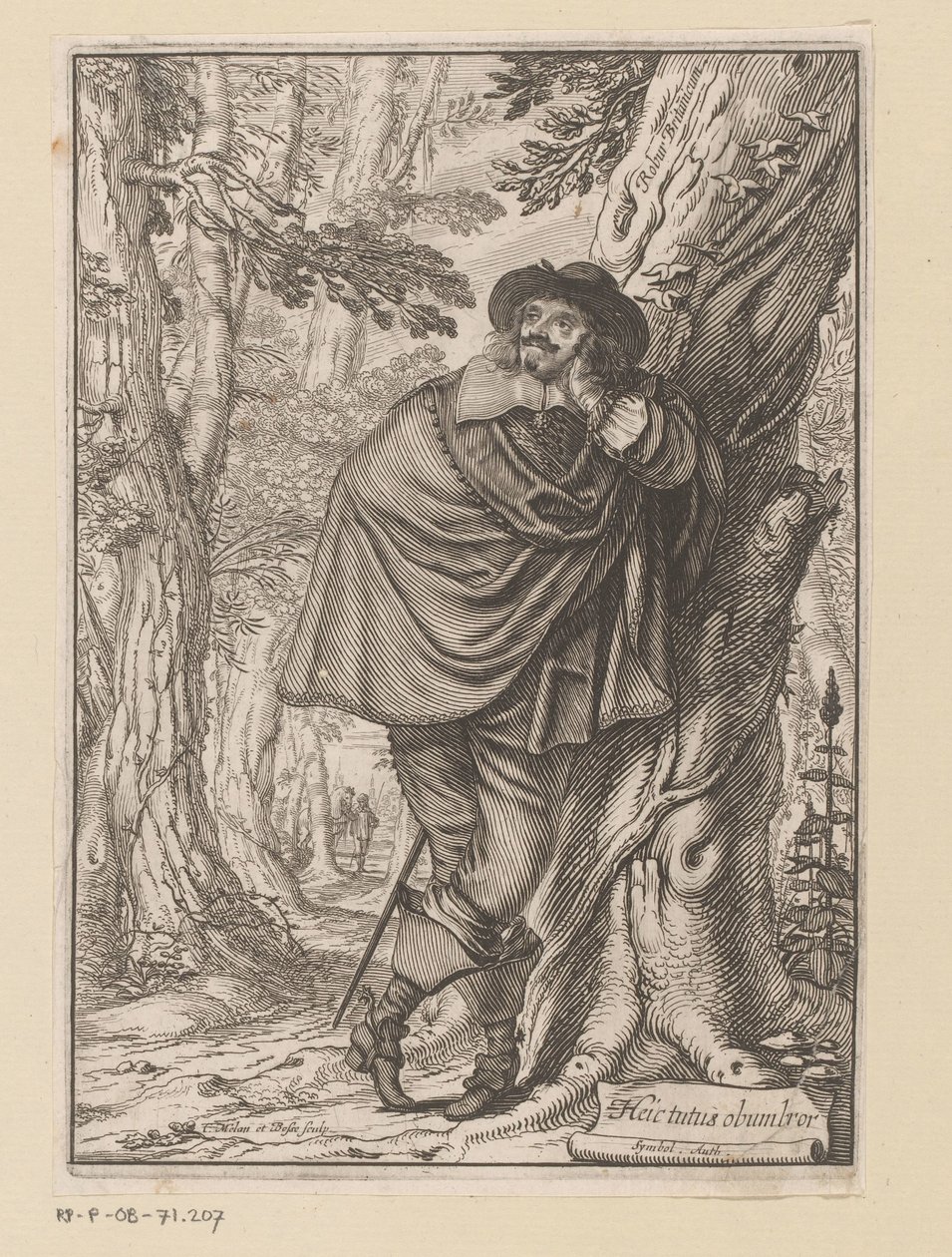 James Howell lutad mot ett träd Titelsida för: James Howell, Dendrologie (...), 1641 av Claude Mellan