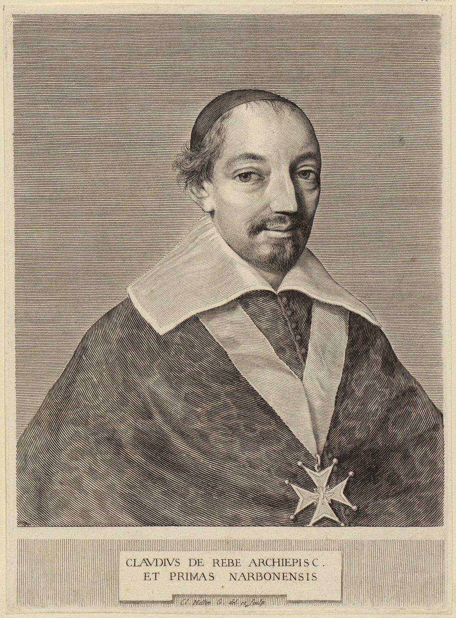 Porträtt av Claude de Rebé, ärkebiskop av Narbonne av Claude Mellan