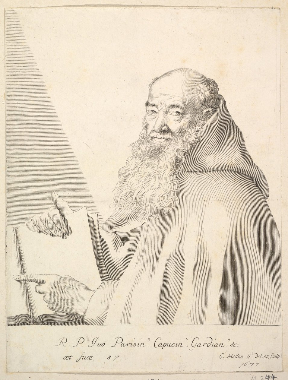 Porträtt av fader Yves, 1677. av Claude Mellan