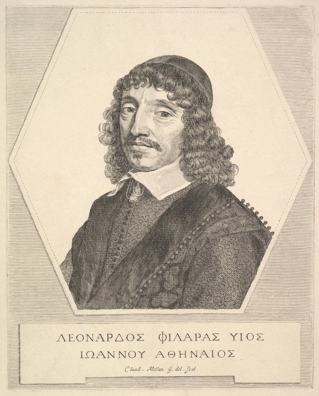 Porträtt av Leonardos Philaras, 1651. av Claude Mellan