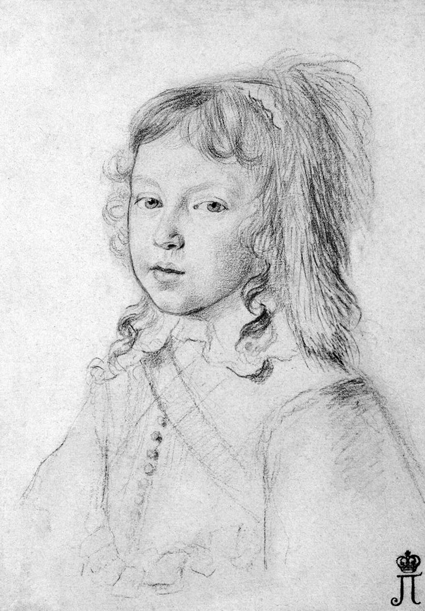 Porträtt av kung Ludvig XIV 1638–1715 som ett barn, 1644. av Claude Mellan