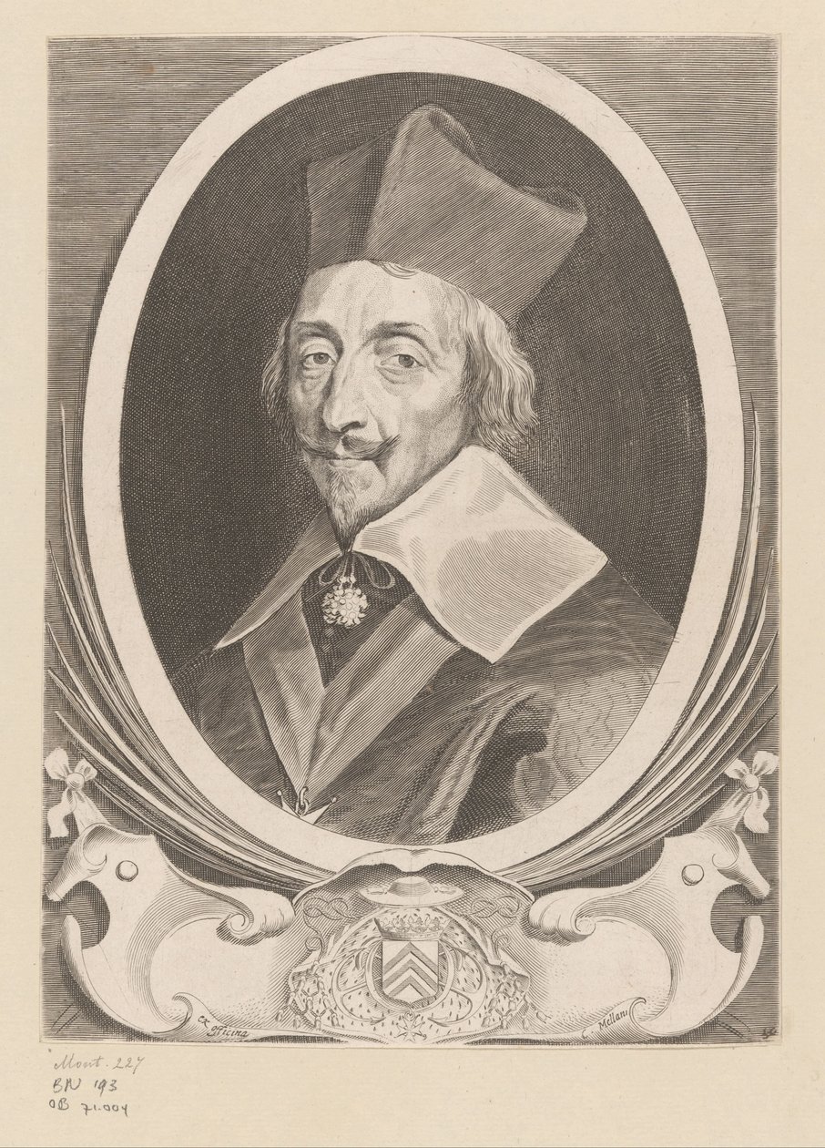 Porträtt av Armand-Jean du Plessis, kardinal de Richelieu av Claude Mellan