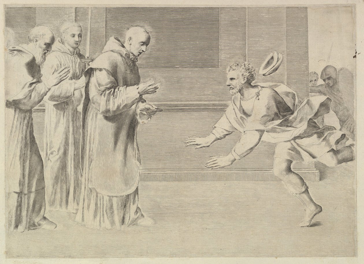 St. William, hertig av Aquitaine, konverterad av St. Bernard. av Claude Mellan
