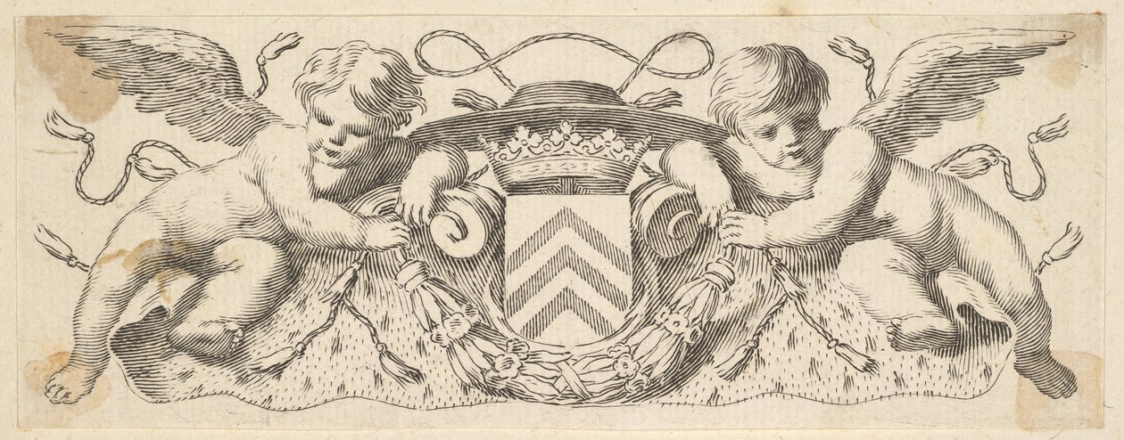 Två keruber med kardinal Richelieus vapen, före 1642. av Claude Mellan