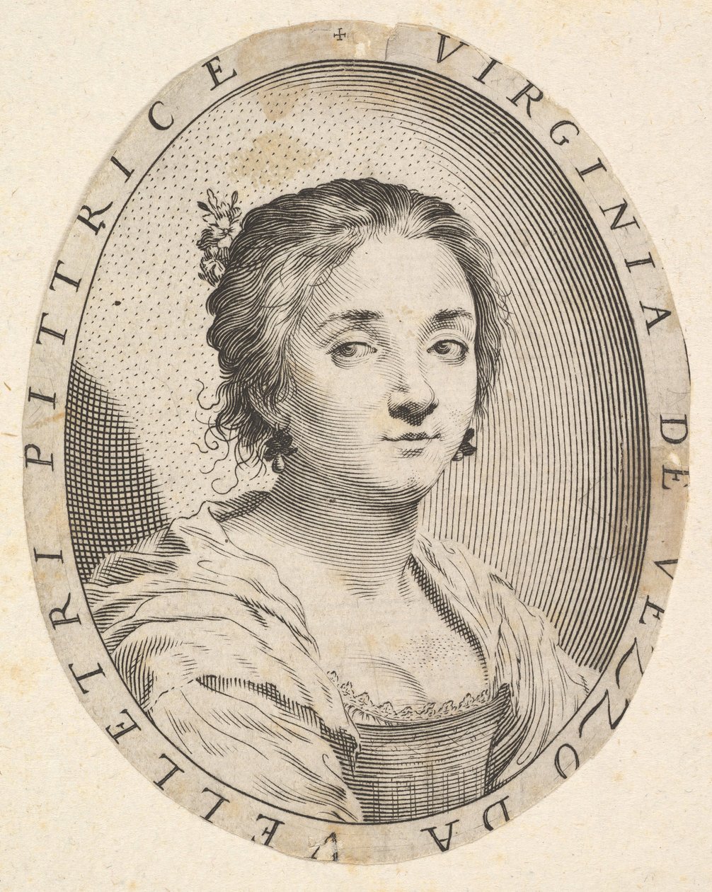 Virginia da Vezzo, hustru till Simon Vouet, 1626. av Claude Mellan