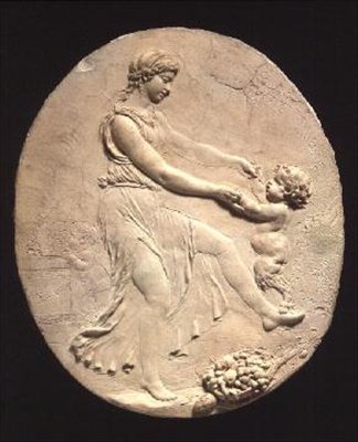 Bacchante och en spädbarnssatyr av Claude Michel Clodion