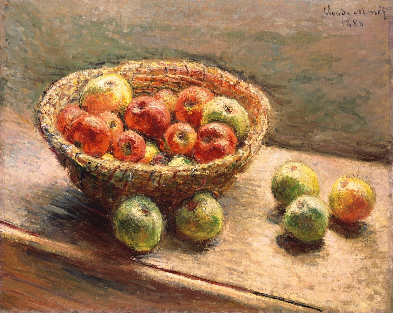 En skål med äpplen; Äppelkorgen, 1880 av Claude Monet
