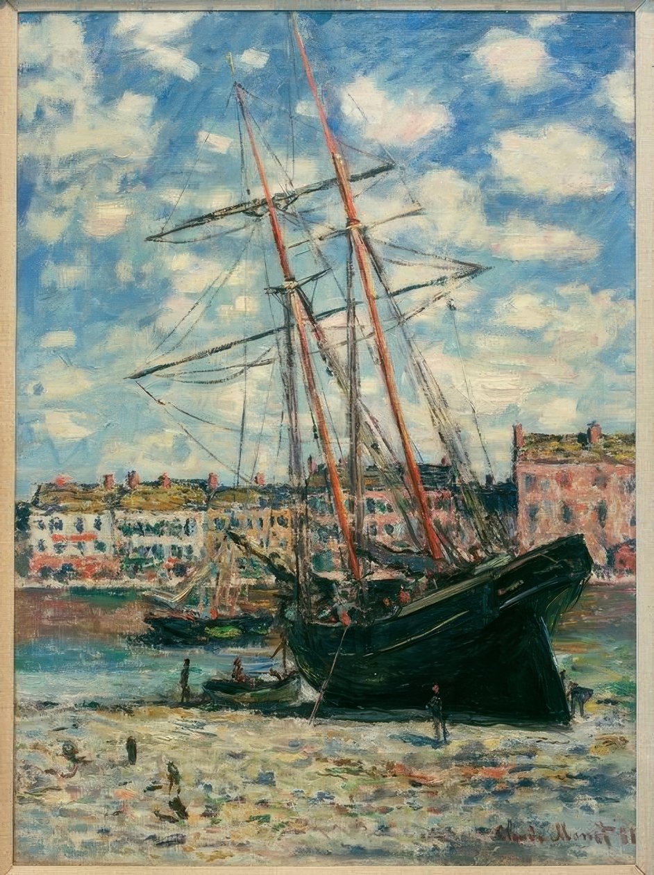 Båt échoué à Fecamp (Fartyg lagt på köl i Fecamp) av Claude Monet