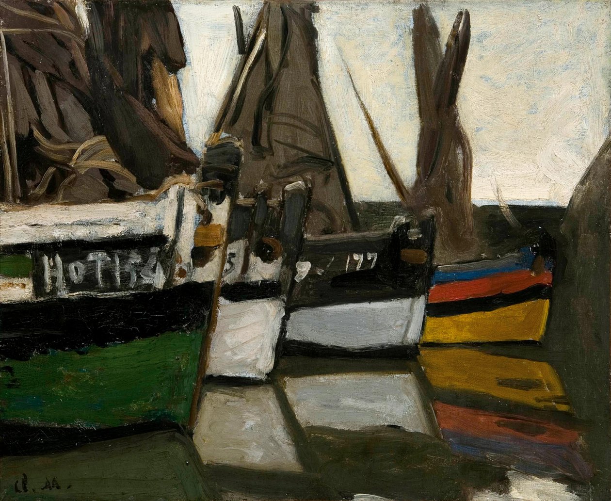 Fiskebåtar i Honfleur Fiskebåtar i Honfleur, ca 1866. av Claude Monet