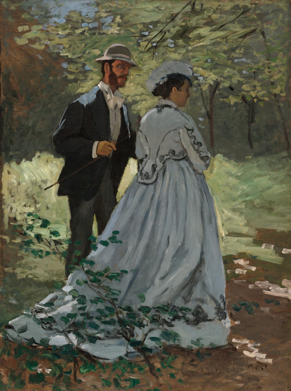 Bazille och Camille (Studie för "Luncheon on the Grass") av Claude Monet