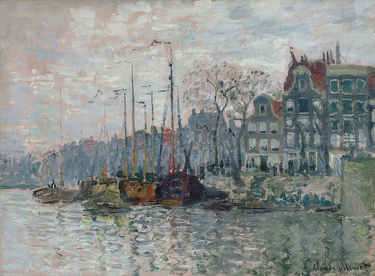 Utsikt över Prins Hendrikkade och Kromme Waal i Amsterdam. 1874 av Claude Monet