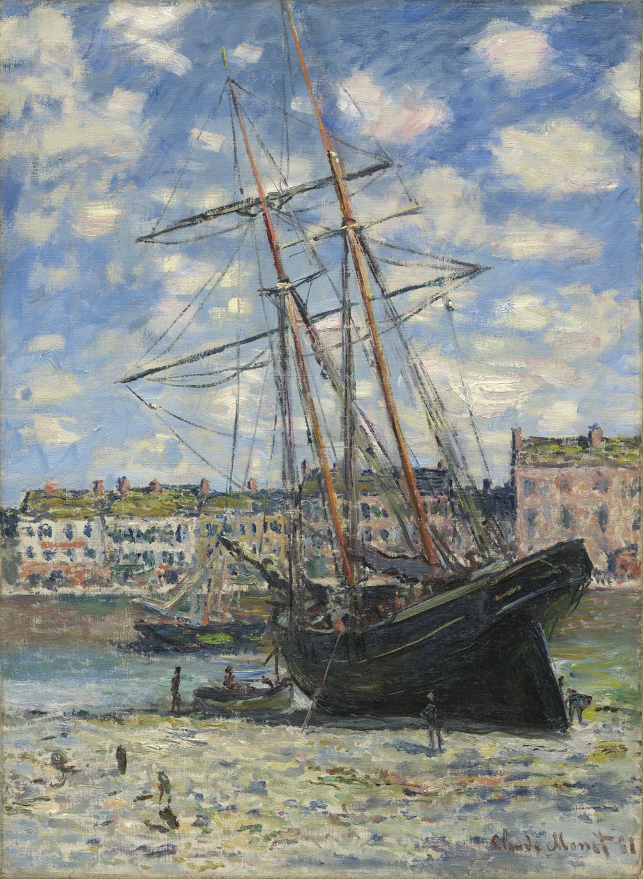 Båt vid lågvatten av Claude Monet