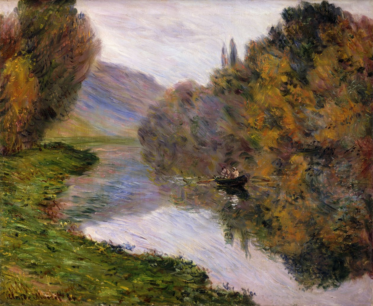 Båt på Seine nära Jeufosse, av Claude Monet