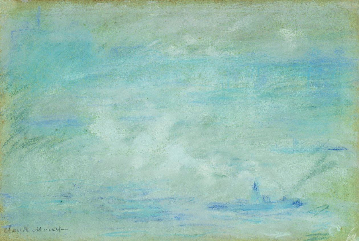 Båt på Themsen, diseffekt; Båt på Themsen, dimeffekt, 1901 av Claude Monet