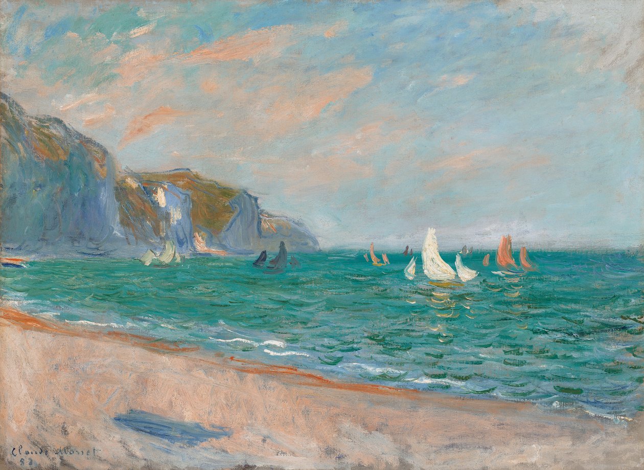 Båtar nedanför Pourville-klipporna; Båtar framför Pourvilles klippor, 1882 av Claude Monet