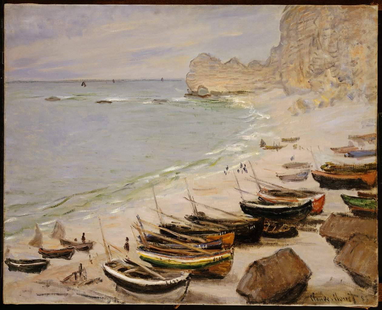 Båtar på stranden vid Etretat, 1883 av Claude Monet
