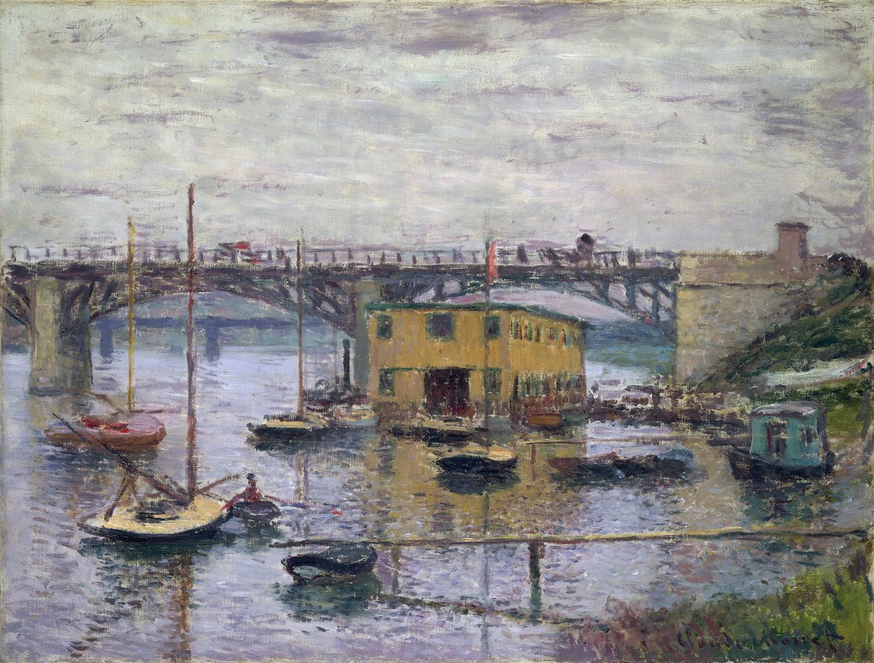 Bron vid Argenteuil på en grå dag, ca 1876 (olja på duk) av Claude Monet