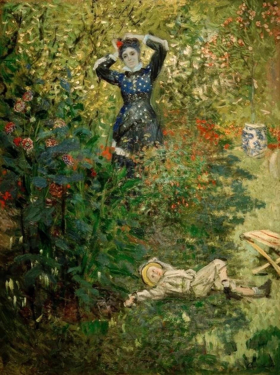 Camille och Jean i Argenteuils trädgård av Claude Monet