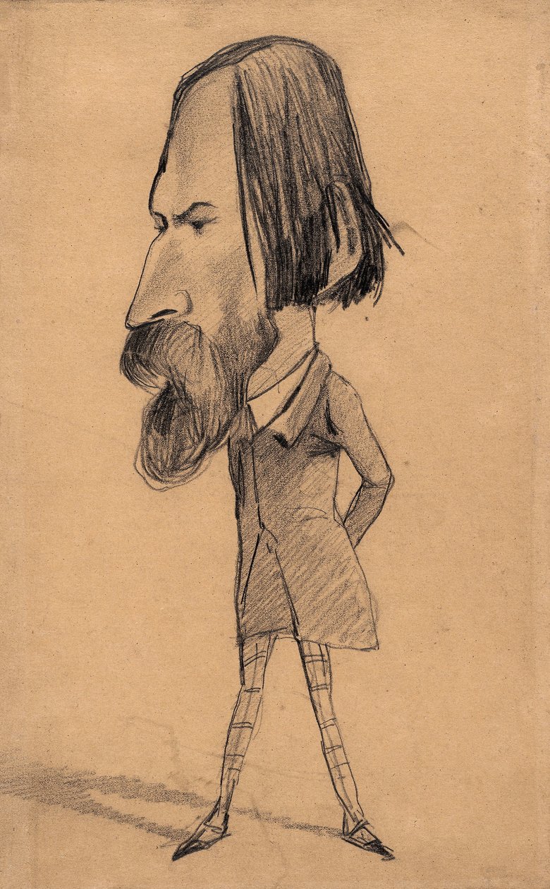 Karikatyr av Auguste Vacquerie, ca 1859 (grafit med radering på brunt vävt papper) av Claude Monet