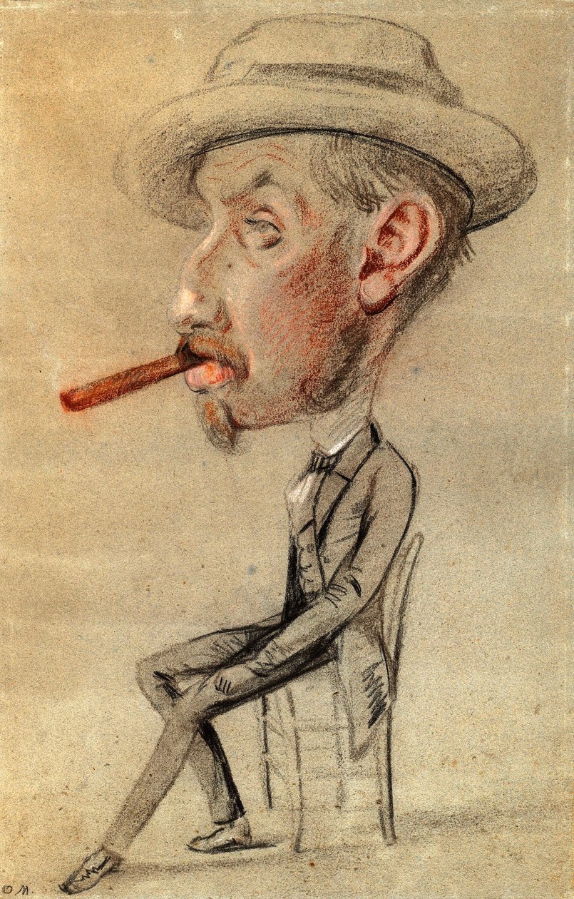 Karikatyr av en man med en stor cigarr av Claude Monet