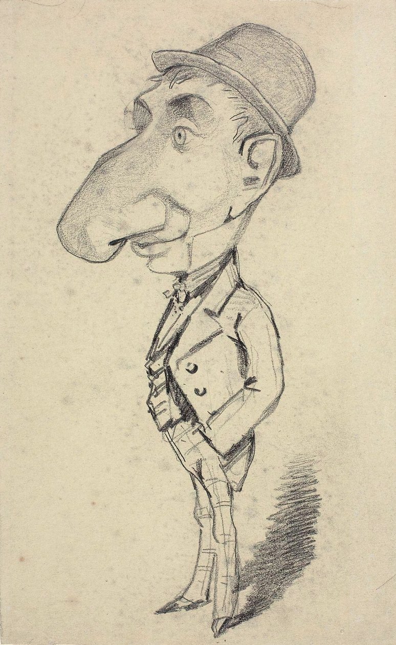 Karikatyr av en man med en stor näsa av Claude Monet