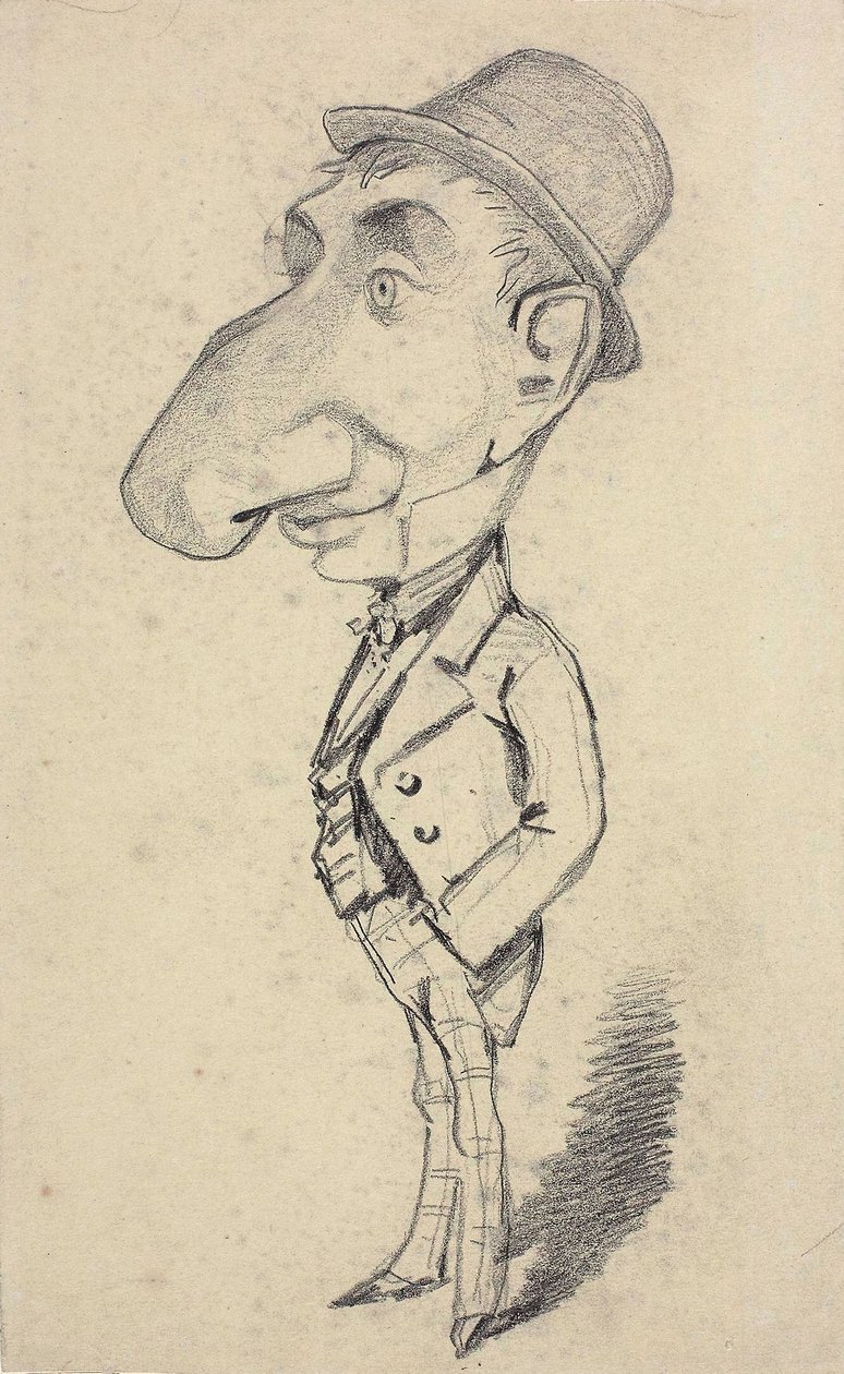 Karikatyr av en man med en stor näsa av Claude Monet