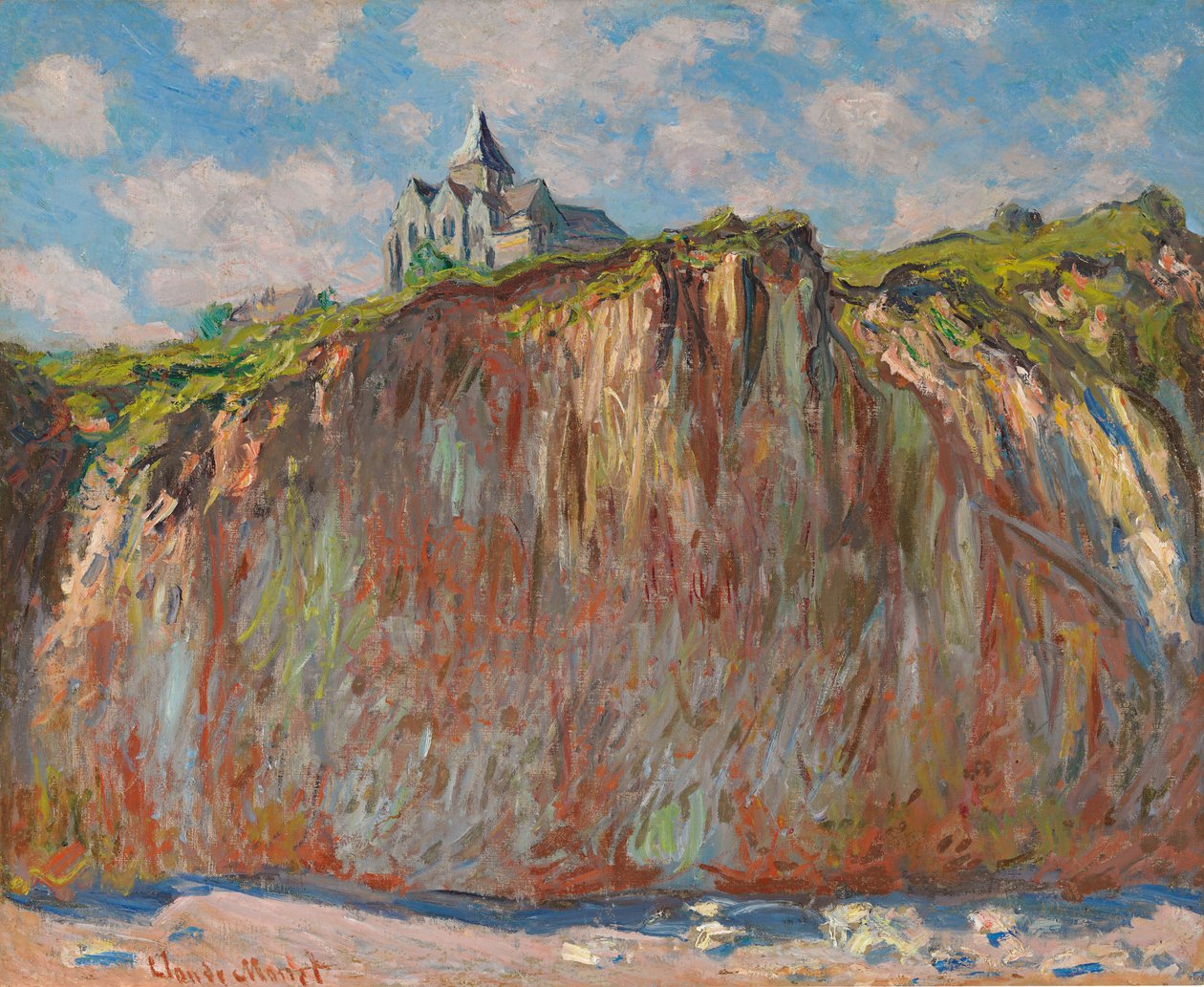 Kyrka i Varengeville, morgoneffekt; Eglise de Varengeville, effet matinal, 1882 av Claude Monet