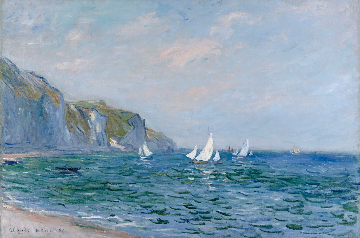 Klippor och segelbåtar vid Pourville av Claude Monet