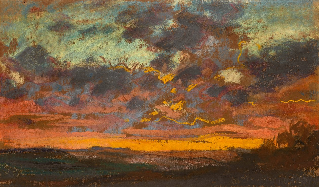 Solnedgång, c. 1868 (pastell på papper) av Claude Monet