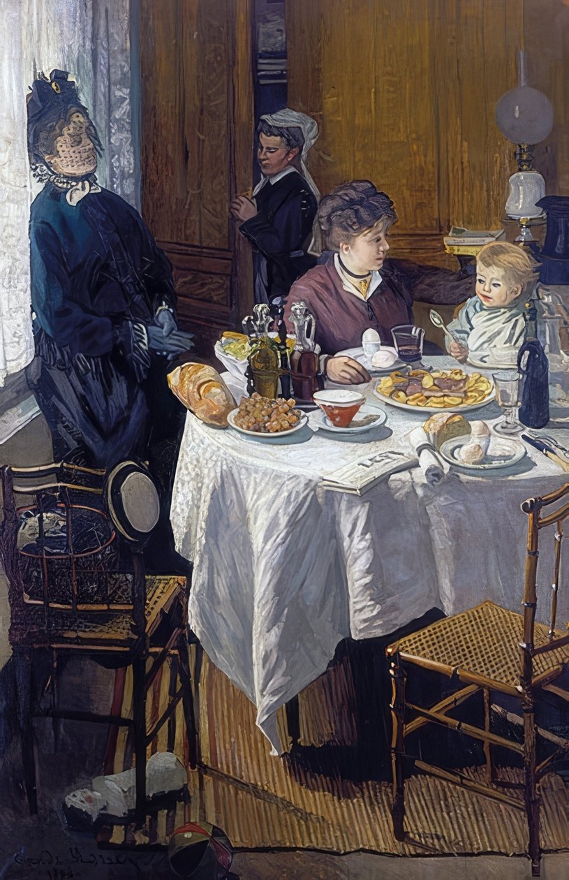 Lunch (Le Déjeuner). 1868. Skick efter restaureringen av Claude Monet