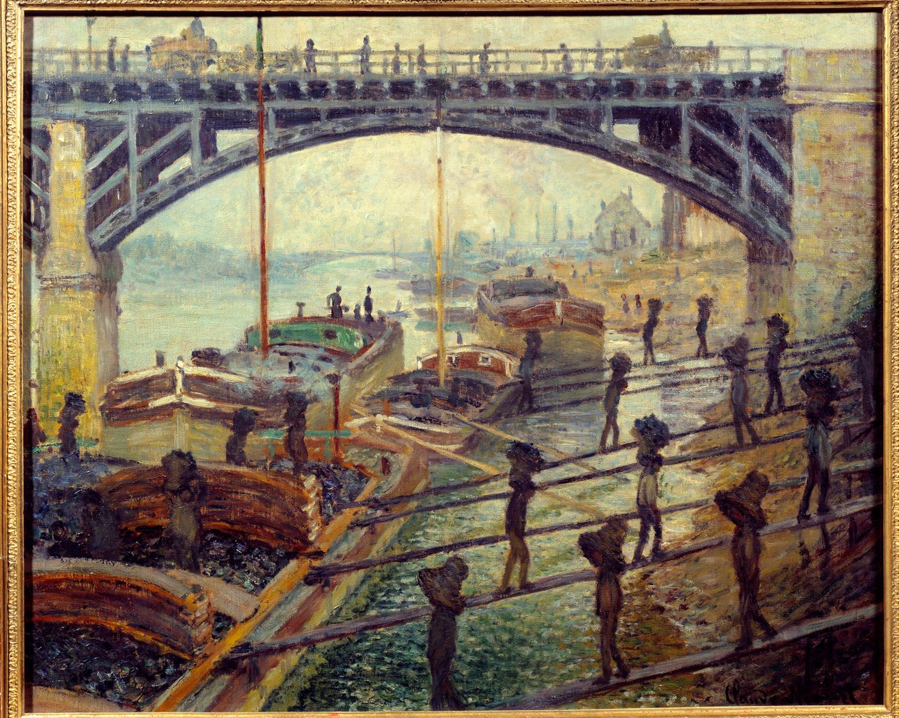 Debardeurs kollossare som lossar varor från stugorna vid Seines strand. Målning av Claude Monet (1840-1926) 1875 Sön. 0,53x0,64 m Paris, musee d