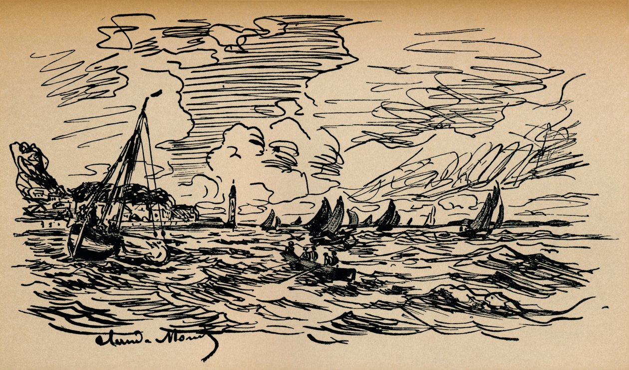 Seinen mynning vid Honfleur, c1865 av Claude Monet