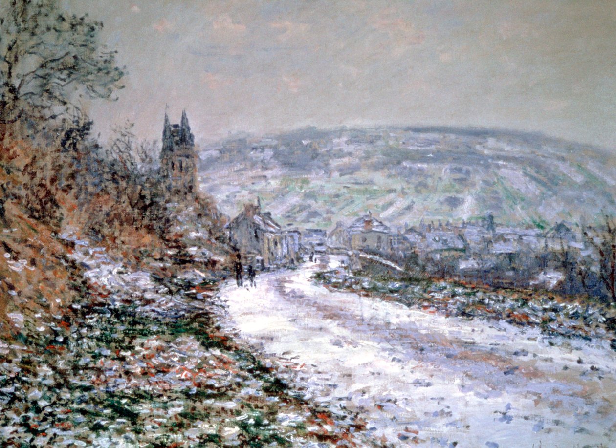 Ingången till byn Vetheuil vintern 1880 av Claude Monet