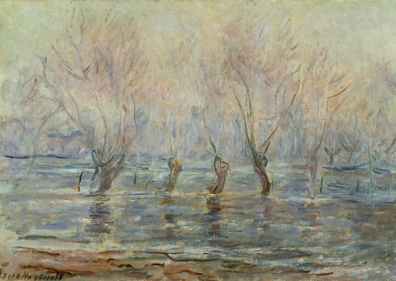 Översvämning i Giverny; L"Inondation a Giverny, ca 1896 av Claude Monet