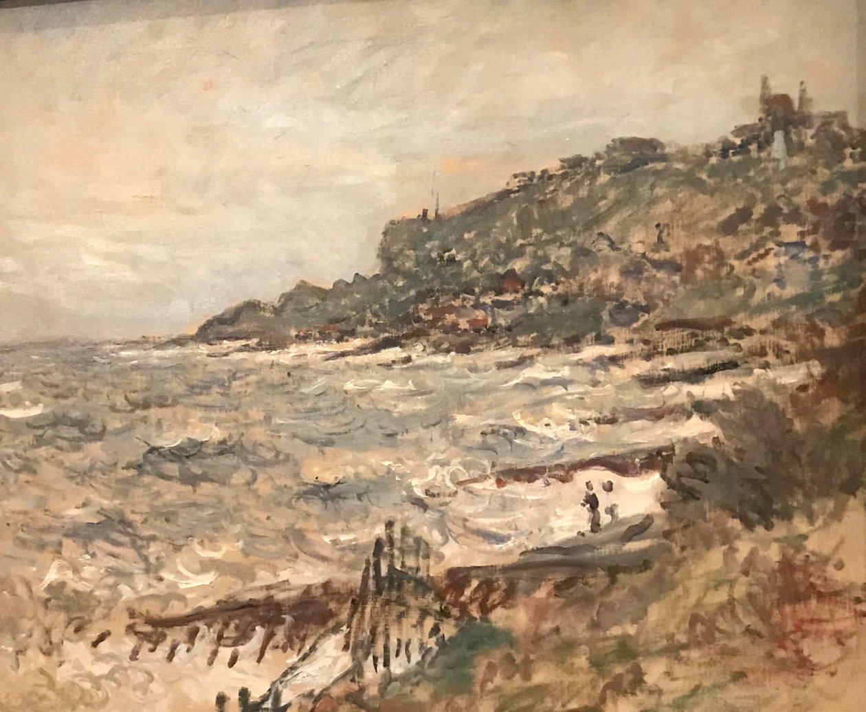 Franska: Falaise de Sainte-Adresse, gråväder av Claude Monet
