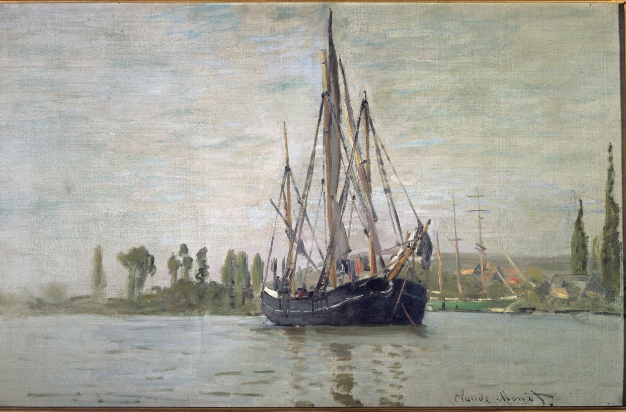 Fransk chase-sto för ankar (nära Rouen) - olja på duk av Claude Monet