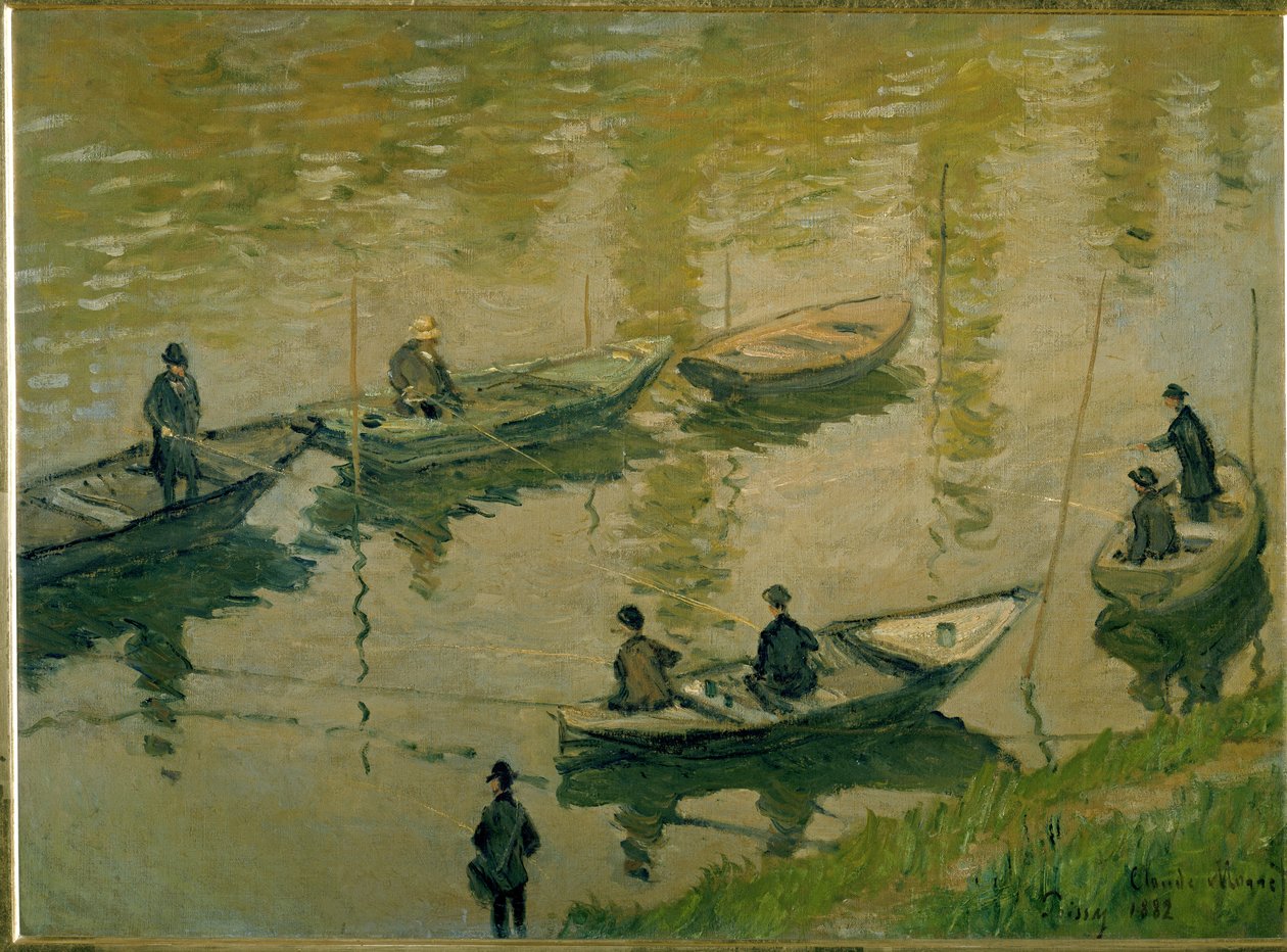 Grupp av fiskare på Seine nära Poissy av Claude Monet