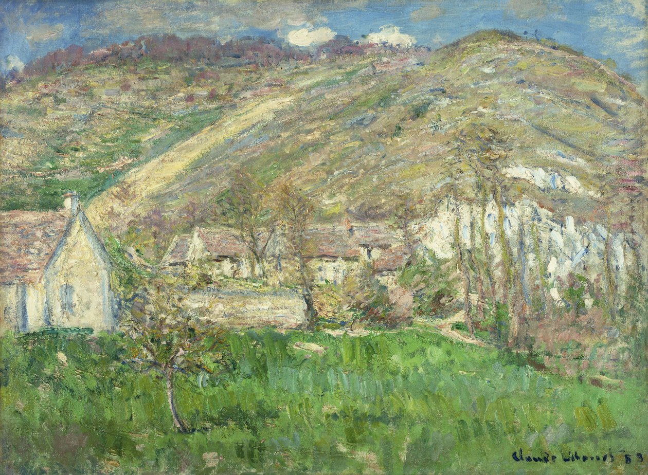 Hamlet i klipporna nära Giverny; Hameau de Falaises pres Giverny, 1885 av Claude Monet