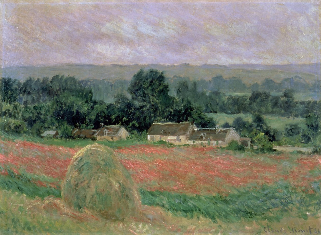 Høstak ved Giverny, 1886 swed av Claude Monet